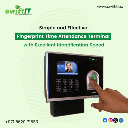 Boost efficiency with our fingerprint time attendance terminal! It’s simple, effective, and offers excellent identification speed. Perfect for accurate and hassle-free attendance tracking. Upgrade your system now!

Contact us for more information.

📱 +971 562071853

🌐 https://swiftit.ae/